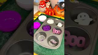 Halloween Toy Fun Muffin Pan Candy Dumping in Reverse  Kids Halloween Toys 👻 [upl. by Russon]