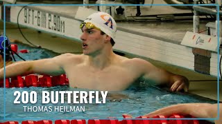 Thomas Heilman Impressive Swim in Mens 200 Butterfly  2023 Speedo Winter Juniors East [upl. by Iover]