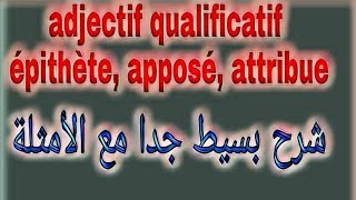 françaisfacile adjectif qualificatif épithète attribut apposé شرح مبسط جدا مع الأمثلة [upl. by Theda]