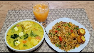 ♨️🥘ALMUERZO ECONÓMICO Y EN POCOS MINUTOS‼️LOCRO DE VEGETALES🥘 ARROZ CON CHANCHO🍲 Y JUGO DE MELON🍹🍈 [upl. by Rissa]