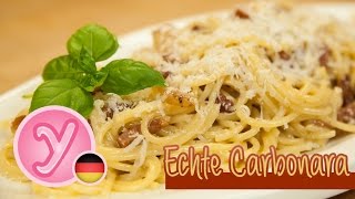 eine ECHTE SPAGHETTI CARBONARA  ohne Sahne mit Guanciale Parmesan und Ei Blitzrezept [upl. by Mora]