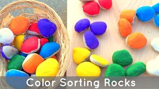 Color Sorting Rocks Preschol and Kindergarten Learning Activity [upl. by Atteyram]