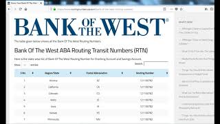 How to Find Bank Of The West Routing Number [upl. by Yeniffit258]