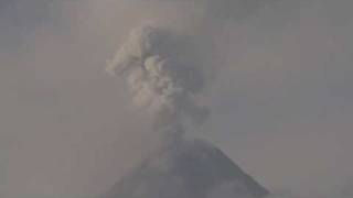 Ash explodes from the crater of Mayon Volcano Philippines on 22nd Dec 2009 [upl. by Carmencita]