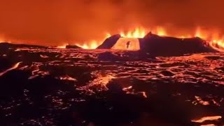 Iceland volcano eruption  Drone video [upl. by Derrej645]