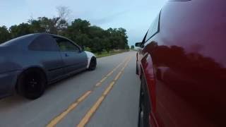 BSeries EG Civic vs 50 Foxbody Mustang 10 roll [upl. by Caitrin]