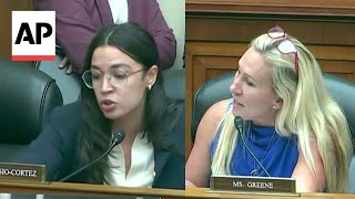 WATCH Marjorie Taylor Greene AOC Jasmine Crockett clash at House hearing [upl. by Etezzil]