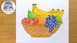 How to draw a fruit basket step by step [upl. by Adiel]