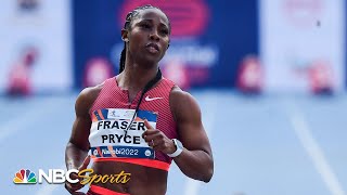 At 35 Jamaicas FraserPryce holds off deep field of Americans in Prefontaine 200m  NBC Sports [upl. by Kerri]