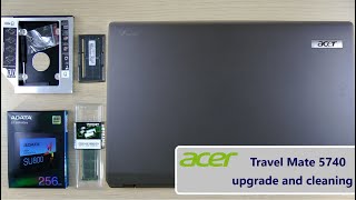 Acer TravelMate 5740 upgrade and cleaning [upl. by Tremain159]