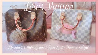 LOUIS VUITTON SPEEDY COMPARISON  Speedy 25 Monogram VS Speedy 25 Azur ☆ [upl. by Alyac]