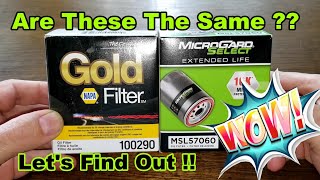 Napa Gold Oil Filter 100290 vs MicroGard Select Oil Filter MSL57060 Oil Filter Comparison [upl. by Llerut]