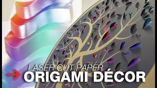 Laser Cut Origami  Laser Cutting Paper Décor  Interior Design [upl. by Nort]