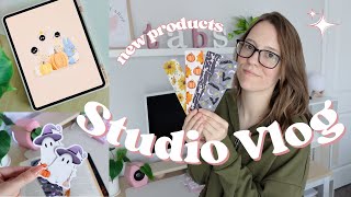 Studio Vlog 9  New Fall Products 🍂 stickers 3D bookmark and digital downloads [upl. by Anitsua]