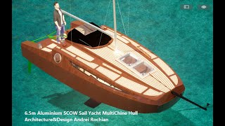 65m SCOW Sail Yacht MultiChine Hull PLYWOOD EPOXY ArchitectureampDesign Andrei Rochian [upl. by Marissa387]