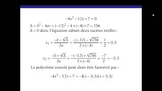 Polynômes 2nd degré  équations et factorisations [upl. by Kernan150]