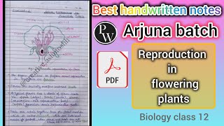 reproduction in flowering plants notesclass 12 chapter 2 biology notespw Arjuna batch notes [upl. by Maxia]