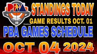 PBA Standings today as of October 1 2024  Pba Game results  Pba schedules October 4 2024 [upl. by Nosneb]