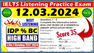 IELTS LISTENING PRACTICE TEST 2024 WITH ANSWERS  12032024 [upl. by Arrehs722]