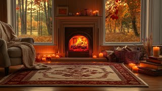 Cozy Vintage Fireplace Ambiance  Warm Autumn Evening with Crackling Fire Sounds Relaxing [upl. by Noet686]