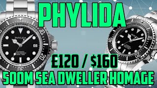 ⭐PHYLIDA 500M Sea Dweller Homage⭐ Full Review  The Watcher [upl. by Yema384]