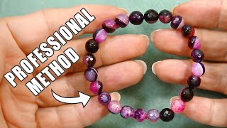 How To Make A Beaded Elastic Bracelet  No Glue Professional Method  Easy DIY jewelry tutorial [upl. by Iah]