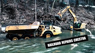 CSX Railroad Repair Work at Chestoa post Helene Flooding [upl. by Anne-Marie]