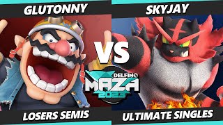 Delfino Maza 2023 Losers Semis  Skyjay Incineroar Vs Glutonny Wario Smash Ultimate  SSBU [upl. by Lau]