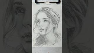 Drawing Sketsa wajah menggunakan pensil 2b shortvideo [upl. by Candida]