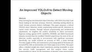 An Improved YOLOv8 to Detect Moving Objects [upl. by Naeerb]