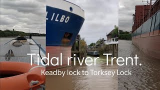 From Keadby lock Tidal Trent to Torksey Lock in one go by narrowboat [upl. by Inohs]