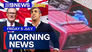 UK general election polls count CCTV captures alleged Melbourne carjacking  9 News Australia [upl. by Malamud]