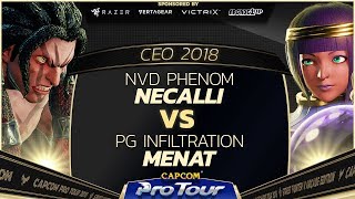 NVD Phenom Necalli vs PG Infiltration Menat  CEO 2018  Top 8  CPT 2018 [upl. by Naryk]