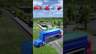 Big and Small McQueen Cars VS Train Lightning Strikes Back  BeamNGdrive [upl. by Aenil]