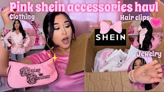 PINK SHEIN COQUETTE ACCESSORIES HAUL  40 items juicy couture purses clothing nails amp jewelry [upl. by Rosinski]