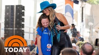 Lainey Wilson surprises young fan with concert tickets on TODAY [upl. by Neffirg]