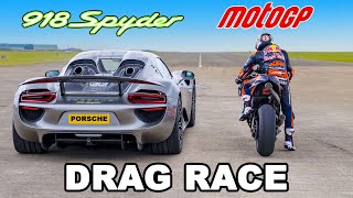 Porsche 918 Spyder v Red Bull MotoGP Bike DRAG RACE [upl. by Trebleht]