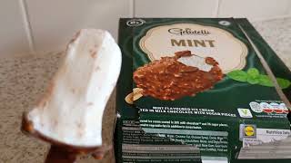 Lidl Gelatelli Mint Dark Chocolate Ice cream Lollies Snacks Food Review Not Sumptuous As The Almond [upl. by Thelma32]