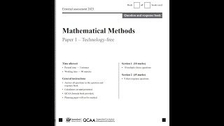 Maths Methods QCAA external exam 2023 tech free Q1113 [upl. by Jervis]