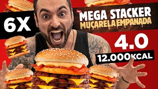 O MAIOR DESAFIO DO BURGER KING 6X MEGA STACKER 40 MUSSARELA EMPANADA [upl. by Nivloc]