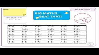 Math for 8 and 9 year olds week 1 BIG MATHS beat that 30 seconds [upl. by Eulalia]