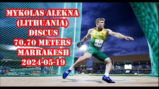 Mykolas Alekna Lithuania discus 7070 meters Marrakesh 20240519 first place [upl. by Jeffie840]