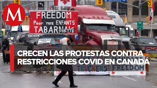 Protestas anticonfinamiento en Canadá dan impulso a movilizaciones en en el mundo [upl. by Danialah]