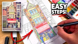 URBAN SKETCHING Tutorial  Easy StepbyStep For Beginners [upl. by Ydollem715]