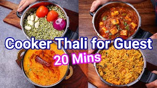 Make Thali using Pressure Cooker in 20 Mins  Paneer Curry Sprouts Sabji Dal Tadka amp Biryani Pulao [upl. by Obla]