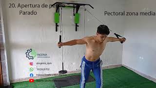 Entrenamiento en casa con barra de dominadas y poleas alta y baja [upl. by Natsyrt]