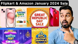 Flipkart amp Amazon Republic Day Sale 2024  iPhone 15 Discount Offers  Upcoming January Sale [upl. by Elin67]