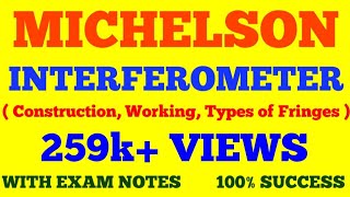 MICHELSON INTERFEROMETER  CONSTRUCTION AND WORKING OF MICHELSON INTERFEROMETER  WITH EXAM NOTES [upl. by Eihctir177]