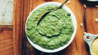 Easy Vegan Pesto 5 minutes  Minimalist Baker Recipes [upl. by Liuqnoj]