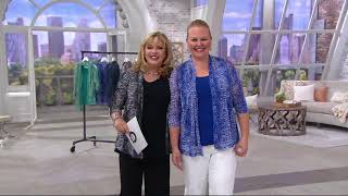 Susan Graver Printed Mesh Cascade Front Cardigan and Tank Set on QVC [upl. by Eihs]